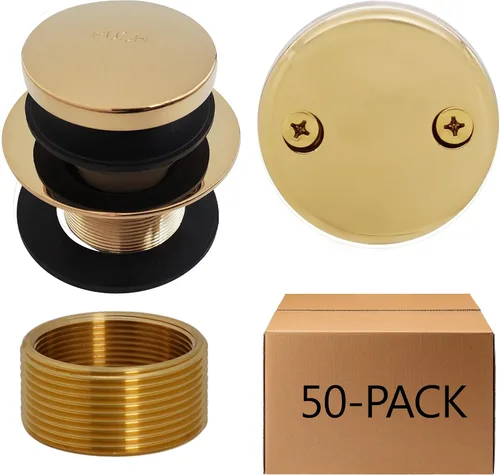 Miniatura 25 de Westbrass D93K-62 Tapón de drenaje de punta de bañera de repuesto de rosca fina o gruesa con placa frontal de 2 agujeros, negro mate Mate negro
