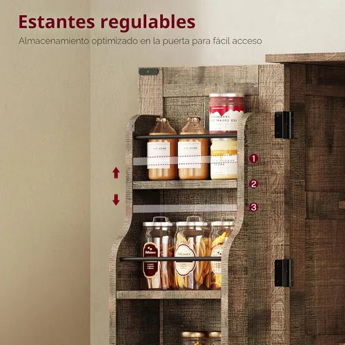 Miniatura 7 de TEENFON Armario de almacenamiento con 4 puertas, armario de cocina de granja de 43.3 pulgadas de alto con 6 estantes de puerta, armarios
