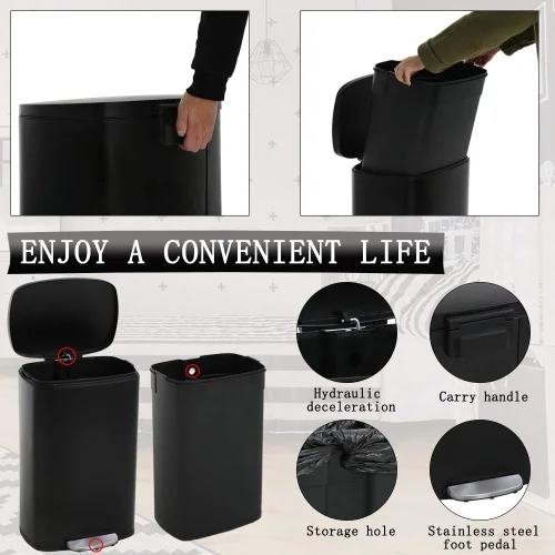 Miniatura 4 de Dkelincs Bote de basura de acero inoxidable de 13 galones con sensor de movimiento automático para cocina, bote de basura de alta capacidad sin