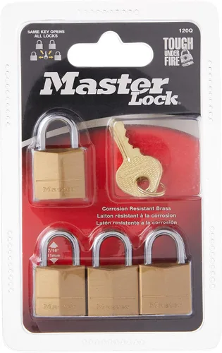 Miniatura 5 de Master Lock 120Q Candados anchos con llave, 3/4 pulgada, latón macizo, 4 unidades, 120Q