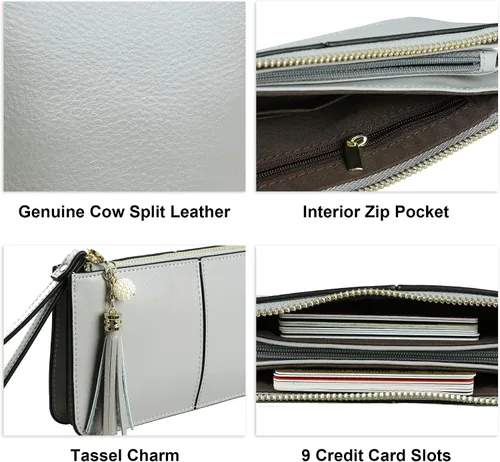 Miniatura 5 de Befen - Bolso clutch de mano de cuero con correa para teléfono celular, organizador de tarjetas
