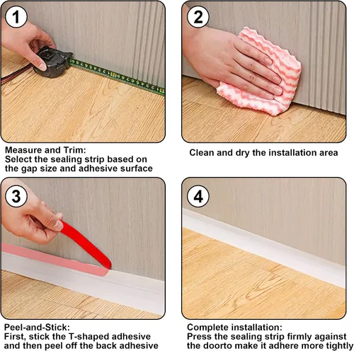 Miniatura 5 de Tira de Sellado de Silicona en Forma de T de 1.38 Pulgadas x 20 Pies, Cinta de Sellado para Puertas y Ventanas, Tira de Sellado para Ducha