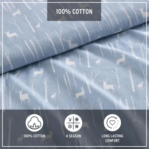 Miniatura 10 de Eddie Bauer - Sábanas individuales, juego de ropa de cama de franela de algodón, cepillada para mayor suavidad, decoración acogedora para el hogar