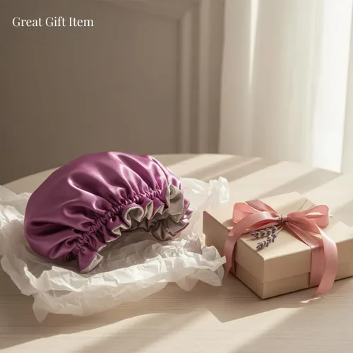 Miniatura 4 de Gorro de pelo para dormir, gorro de noche con clip ajustable, gorro reversible para el cabello para mujer, gorro de satén de seda