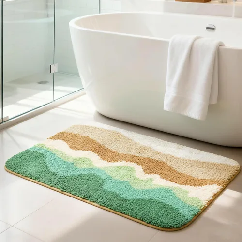 Miniatura 2 de Alfombra de baño de 24 x 16 pulgadas, absorbente, antideslizante, lavable a máquina, alfombra de baño suave para suelo de baño, ducha, bañera