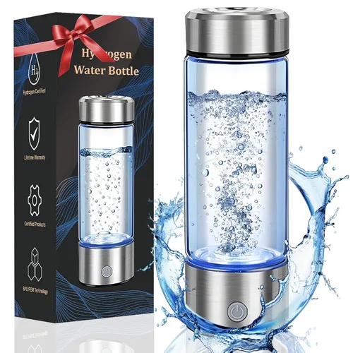 Botella de agua de hidrógeno mejorada 2026, máquina ionizadora de agua de hidrógeno portátil - Tecnología PEM de PEM, botella de vidrio de agua
