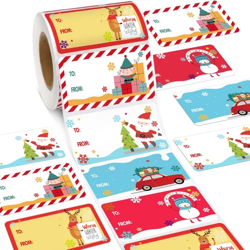Outus 500 etiquetas de Navidad, etiquetas autoadhesivas de regalo para regalos de Navidad, etiquetas de nombre de Navidad, etiquetas para papel de
