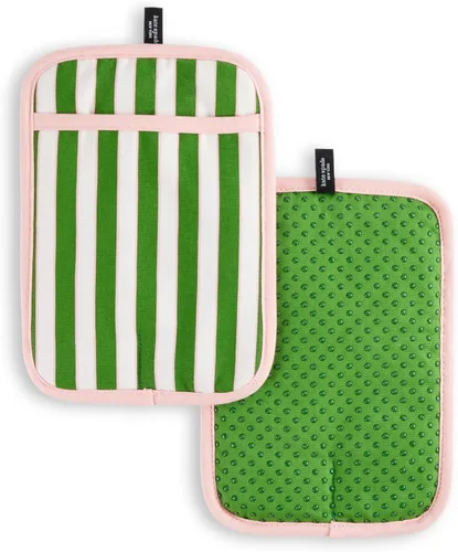 Miniatura 10 de Kate Spade New York Juego de 2 soportes botánicos a rayas para ollas, 7 x 10 pulgadas, negro/beige