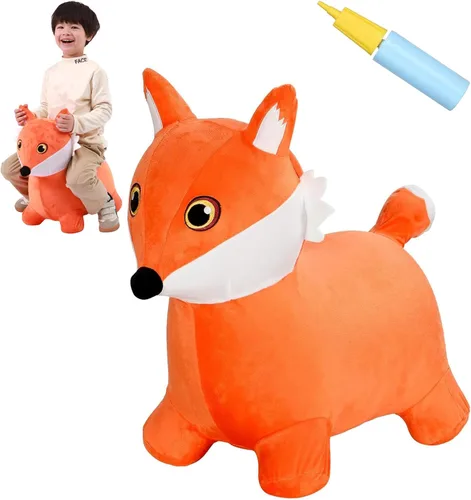 Miniatura 10 de INPANY Juguetes Saltarines de Vaca Animales de Granja para Regalos de Niña de 2 Años, Caballo Saltarín Inflable de Peluche para Niños, Montable Toro