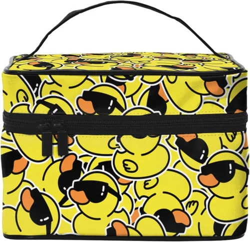 Miniatura 6 de Bolsa de maquillaje con asa, estuche de cosméticos con cremallera, bolsa de aseo portátil de viaje para mujeres y niñas, duradera, 1 Foto