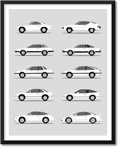 Idea Network Póster hecho a mano compatible con Nissan Silvia (240SX), arte de pared impreso hecho a mano, decoración del 180SX, 200SX, 240SX