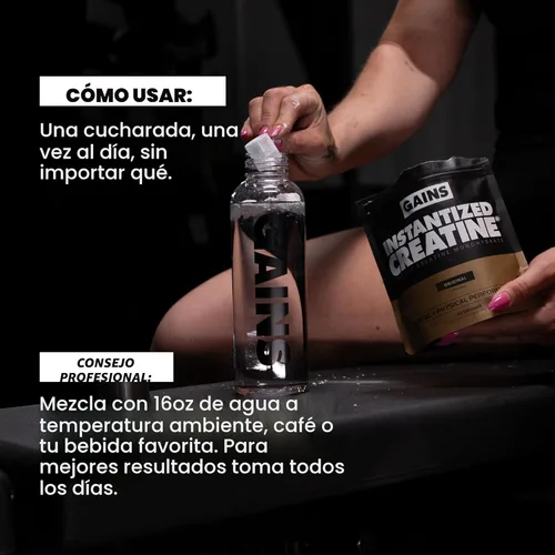Miniatura 5 de Gains in Bulk Monohidrato de Creatina Instantánea para Mujeres y Hombres, Polvo de Creatina Soluble, Apoya la Construcción Muscular, Fuerza