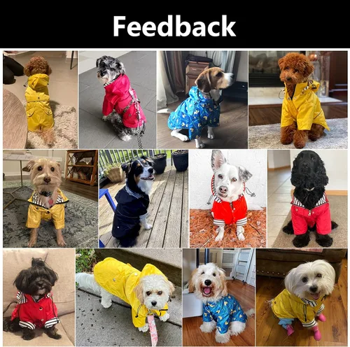 Miniatura 2 de Morezi - Impermeable con cremallera y botones reflectantes para perro, para la lluvia, cordón ajustable, capucha extraíble, elegante y de primera
