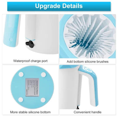 Miniatura 7 de Limpiador automático recargable de patas de perro, taza de lavado de patas de perro, limpiador portátil 2 en 1 de patas de mascota con cepillo