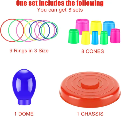 Miniatura 4 de Zubebe 18 Inch Plastic Ring Toss Game for Kids Colorful Tossing and Active Play Set Travel Ring Toss Quoits Toy Portable Carnival Games Indoor