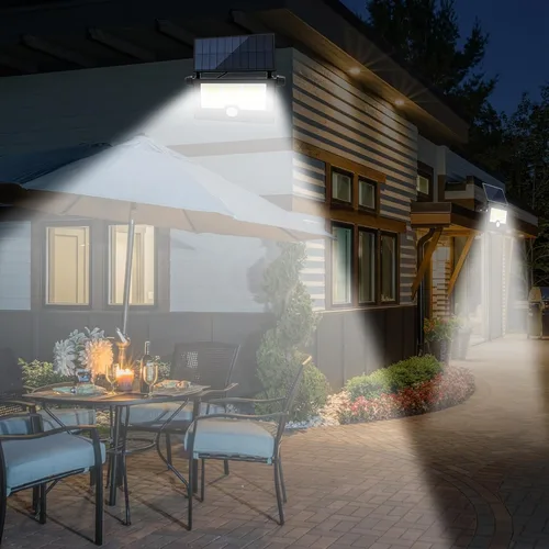 Miniatura 2 de Luces solares de pared para exteriores, impermeables, con sensor de movimiento, rotación de 180°, 4 modos de iluminación, alimentadas por energía