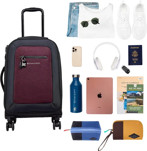 Miniatura 8 de Sherpani Latitude, equipaje de mano suave de viaje de 22 pulgadas, equipaje duradero, maletas ampliables con ruedas, equipaje ligero con ruedas