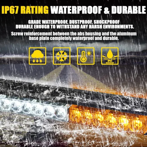 Miniatura 3 de 26" 54 LED 7 modo flash Asesor de tráfico de doble cara advertencia de emergencia seguridad vehículo techo superior barra de luz estroboscópica