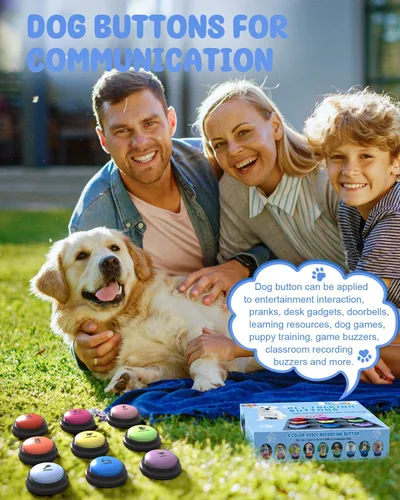 Miniatura 5 de Botones para comunicación para perros, juego de 9 botones para hablar con perros, grabación de voz de 30 segundos, botones de entrenamiento