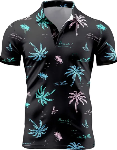 Miniatura 86 de Camisa de golf de los años 80 para hombre, ajuste seco, manga corta, estampada, divertidas, camisas de golf de los años 90 para hombre