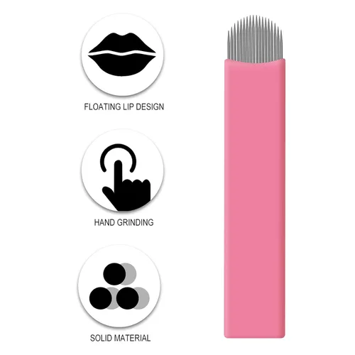 Miniatura 7 de 50 cuchillas de microblading desechables rosadas, microcuchillas de 0.006 in, nanoagujas perfectas para trazos de cabello, cejas, agujas más finas