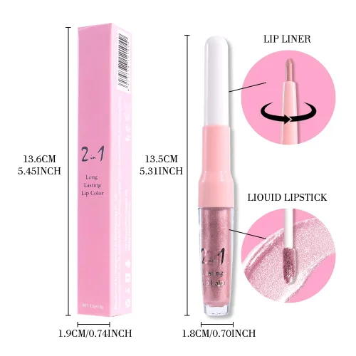 Miniatura 3 de evpct Juego de delineador de labios y lápiz labial metálico rosa claro, para mujeres, de larga duración, impermeable, 24 unidades, color rosa claro