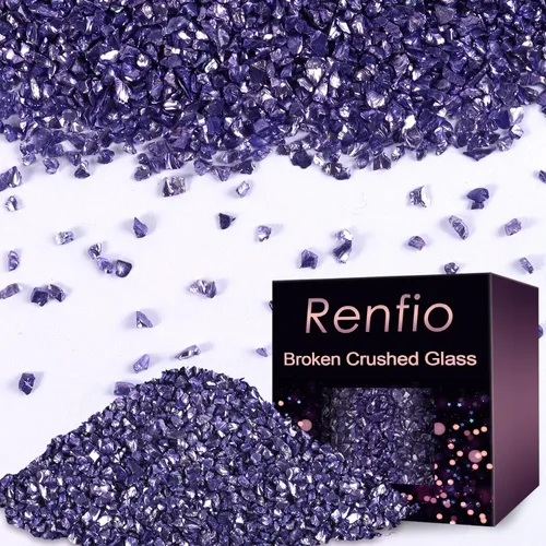 Miniatura 27 de Renfio Fragmentos de purpurina de vidrio triturado roto de 0.079 a 0.157 pulgadas, irregulares, pequeños chips metálicos gruesos, 7 onzas (7.05 oz)