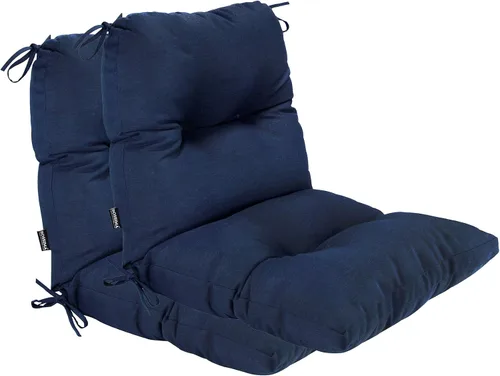 Miniatura 10 de Cojines para sillas de exterior, resistentes a la decoloración, cojín copetudo de repuesto para silla de comedor de patio, juego de 2, respaldo Negro