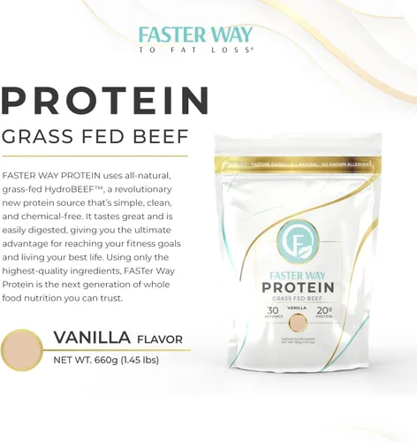 Miniatura 3 de Faster Way - Proteína en polvo - Carne de res alimentada con pasto hidrolizada - 0.71 oz de proteína por porción - Crecimiento y recuperación