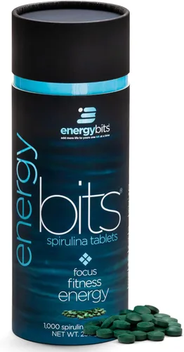 ENERGYBITS - Tabletas orgánicas de espirulina - Superalimento de algas a base de plantas - para concentración, fitness, energía - Proteína vegetal -