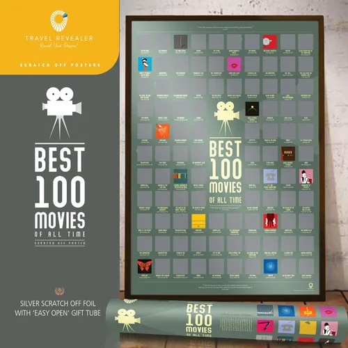 Miniatura 6 de Póster de 100 mejores películas para rascar de Travel Revealer - La mejor lista de películas de todos los tiempos. Póster de película minimalista