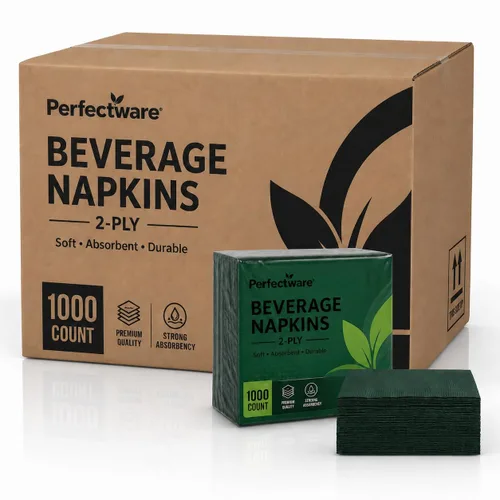 Miniatura 16 de Perfectware - Servilletas negras para bebidas de 2 capas - Paquete de 300 servilletas de cóctel, 10 x 10 pulgadas