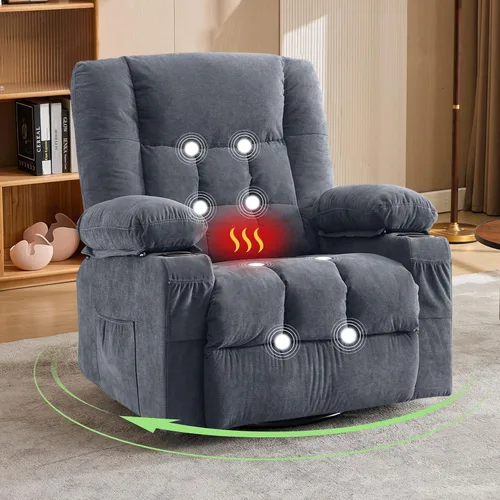 Miniatura 8 de BOSMILLER Silla reclinable eléctrica con masaje y calor para ancianos, silla elevadora eléctrica con carga USB y bolsillos laterales, adecuada