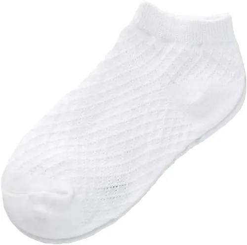 Miniatura 3 de Looching Paquete de 5 calcetines delgados de malla para bebés, niñas y niños, de algodón, color blanco, calcetines de tobillo invisibles 1-8T