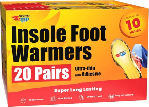 Calentadores de pies con plantilla - Hasta 10 horas de calor, fácil aplicación con adhesivo - Ultra delgados, fáciles, totalmente naturales -