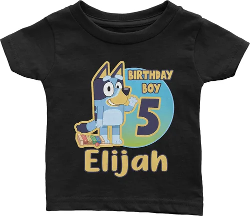 Miniatura 3 de Camisa de cumpleaños personalizada familia para el tema de cumpleaños Bluey Suave Negro rosa blanco
