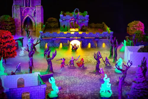 Miniatura 2 de Dirt Cheap Dungeons Baron Castle Set – Kit modular de 451 piezas de mega-fortaleza – 53 pies de paredes lineales para cuadrícula de 1 pulgada TTRPG