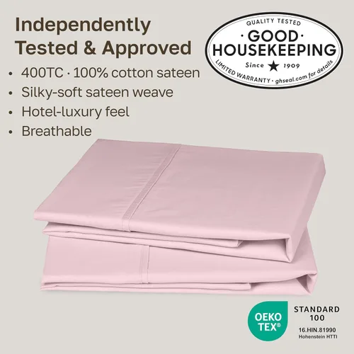 Miniatura 2 de Fundas de almohada de algodón de 400 hilos 22 - rosa