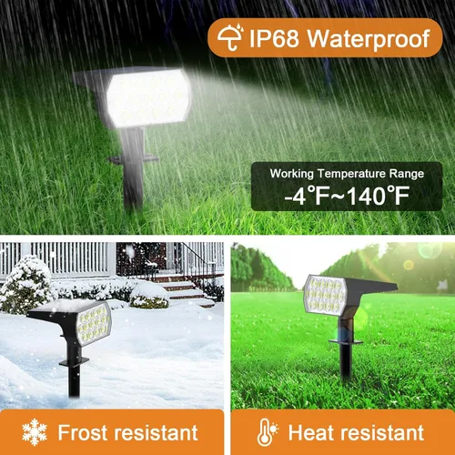 Miniatura 4 de WELALO Focos solares para exteriores, [2 unidades/65 LED/3 modos] focos solares de paisaje, luces de seguridad alimentadas por energía solar, luces