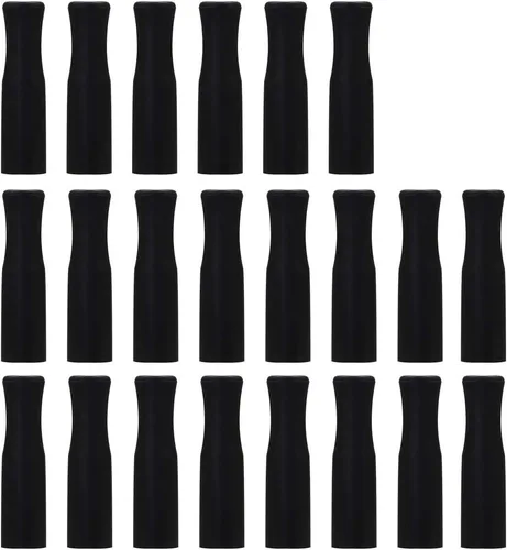 Accmor 22 puntas reutilizables para pajillas, de silicona de grado alimenticio, color negro, solo se ajustan a popotes de acero inoxidable de 1/4 de