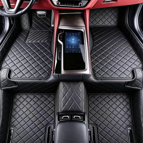 Miniatura 14 de Alfombrillas de cuero personalizadas para todo tipo de clima, revestimientos para el suelo de automóviles, SUV, camiones, juego de tapetes Azul