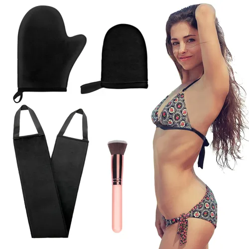 Miniatura 2 de Kit de 4 aplicadores de manopla autobronceadora, guante autobronceador, aplicador de espalda autobronceadora, mini manopla para endurecer la cara