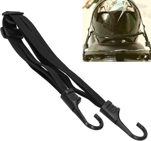 Miniatura 3 de Cuerda elástica elástica para casco de motocicleta con 2 ganchos, correa fija de gancho ajustable, cuerda de fijación de equipaje elástica de alta