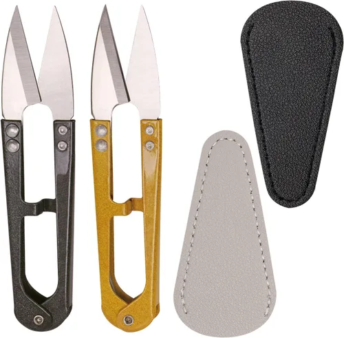 Miniatura 4 de 2 piezas de tijeras de costura mini multicolor 2 piezas de funda protectora de cuero para tijeras pequeña tijera para bordado hilo de bordar hilo