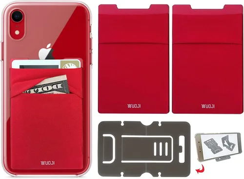 Miniatura 14 de Cartera para tarjetas de teléfono con bloqueo RFID, doble bolsillo seguro, ultradelgada, autoadhesiva, funda para tarjetas de crédito, calcomanía