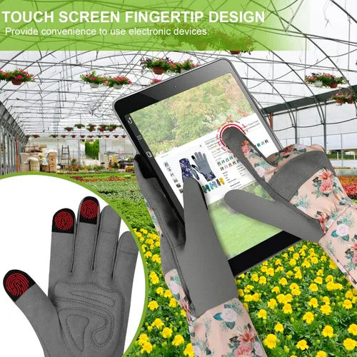 Miniatura 4 de Guantes largos de jardinería para mujer, guantes de cuero a prueba de espinas, guantes de trabajo transpirables para mujeres, patio, exteriores