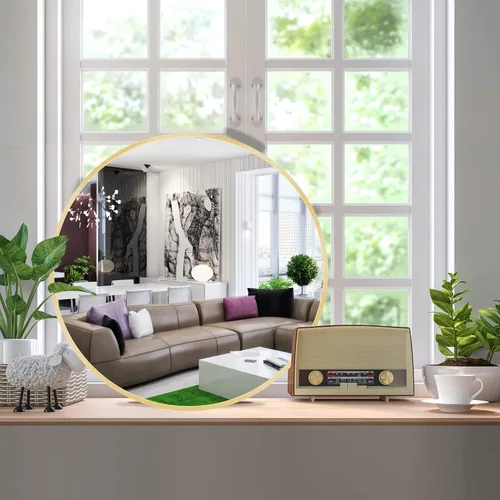 Miniatura 5 de Itrue Espejo de pared redondo pequeño de 12 pulgadas, espejo circular decorativo con marco de metal dorado con gancho de montaje en pared para baño