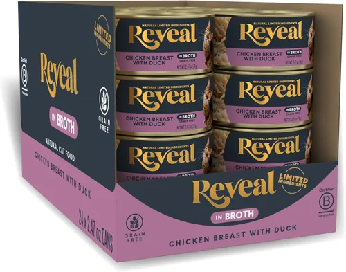 Miniatura 18 de Reveal Alimento húmedo natural para gatos, 24 unidades, sin granos, alimento enlatado de ingredientes limitados para gatos, atún con algas marinas