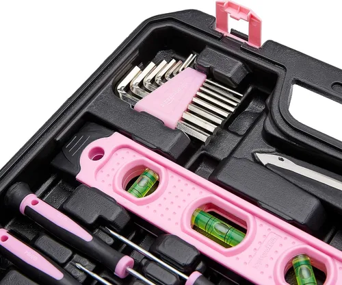 Miniatura 4 de Amazon Basics Kit de herramientas para el hogar con estuche de almacenamiento, 142 piezas, rosa, 13.39 x 9.25 x 2.95 pulgadas