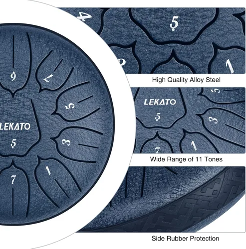 Miniatura 2 de LEKATO Tambor de Lengua de Acero de 6 Pulgadas 11 Notas, Tambor de Lluvia para Jardín Exterior Educación Musical Tambor Handpan, Regalo de Navidad